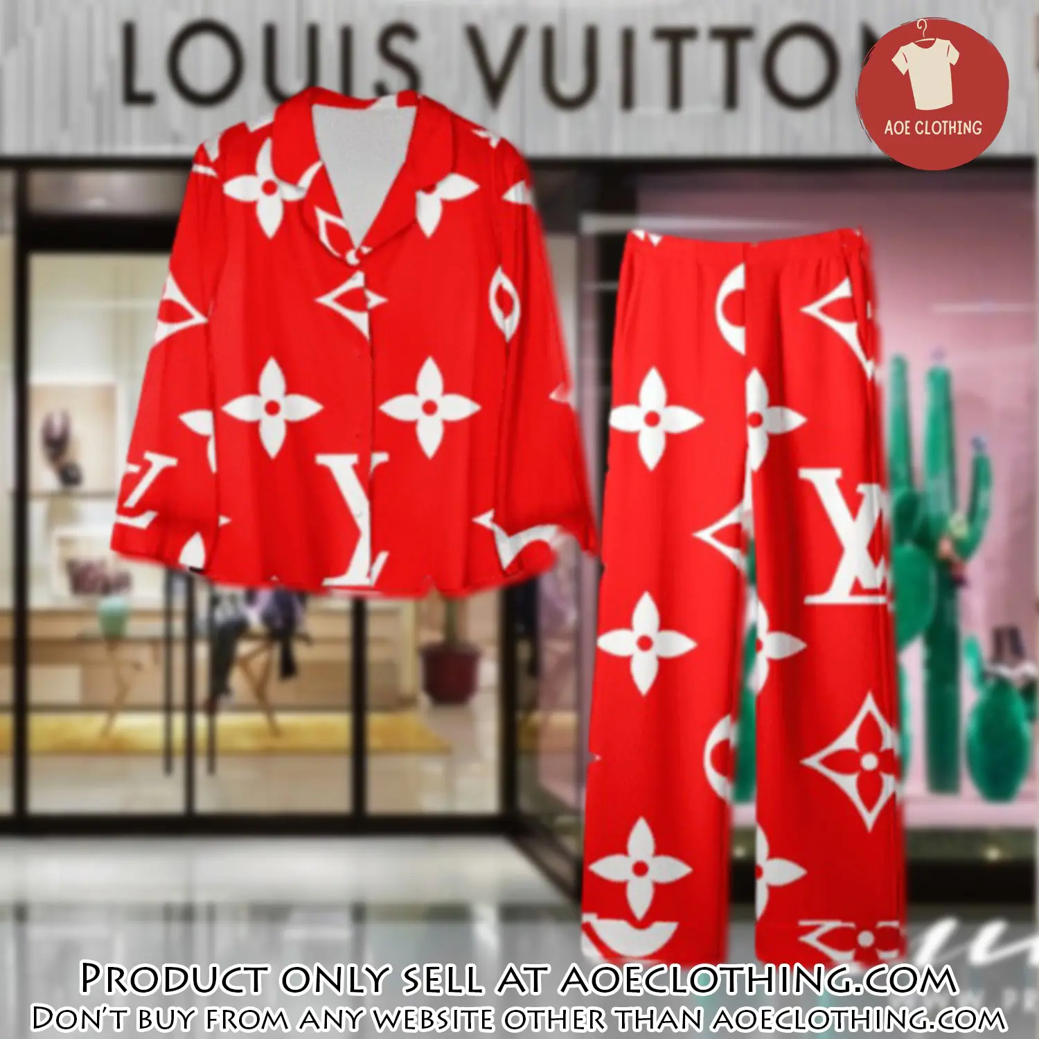 Trending luxury lv satin pajama set pjs1094 aoe2552182